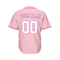 Custom Pink Button Down Hipster Baseball Jersey