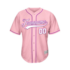 Custom Pink Button Down Hipster Baseball Jersey
