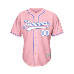 Custom Pink Button Down Hipster Baseball Jersey