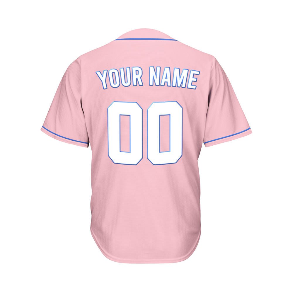 Custom Pink Button Down Hipster Baseball Jersey