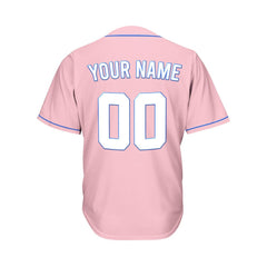 Custom Pink Button Down Hipster Baseball Jersey