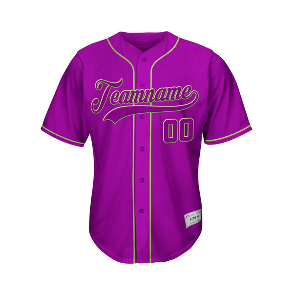 Custom Purple Button Down Hipster Baseball Jersey