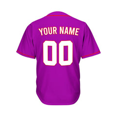 Custom Purple Button Down Hipster Baseball Jersey