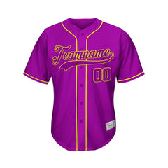 Custom Purple Button Down Hipster Baseball Jersey