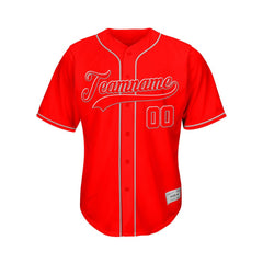 Custom Red Button Down Hipster Baseball Jersey