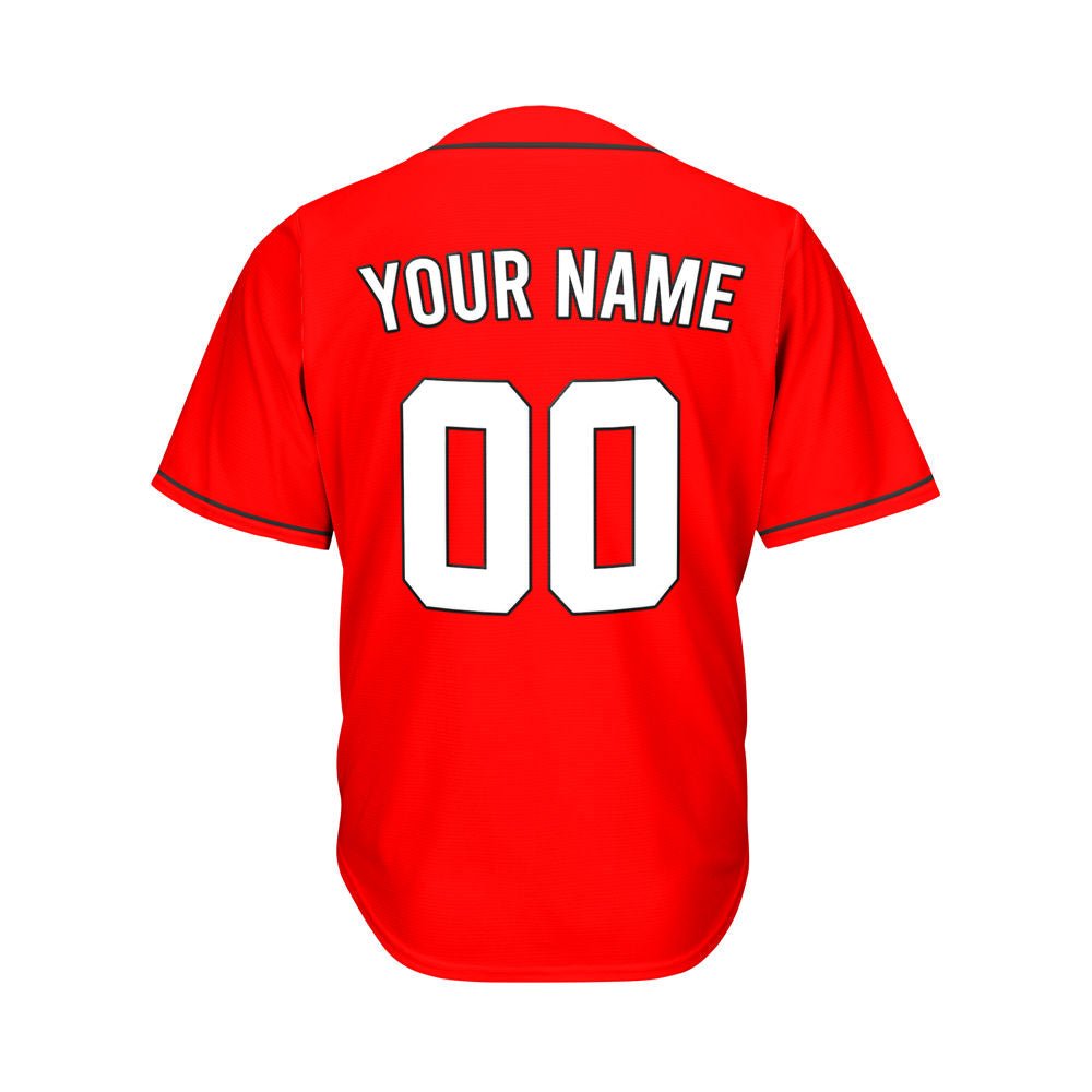 Custom Red Button Down Hipster Baseball Jersey