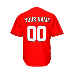 Custom Red Button Down Hipster Baseball Jersey