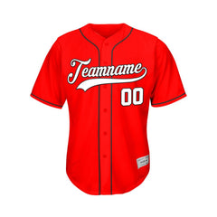 Custom Red Button Down Hipster Baseball Jersey
