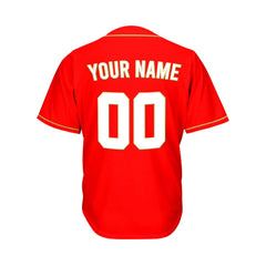 Custom Red Button Down Hipster Baseball Jersey