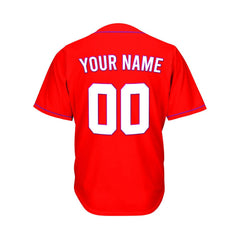 Custom Red Button Down Hipster Baseball Jersey