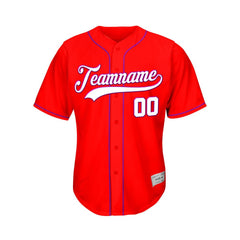 Custom Red Button Down Hipster Baseball Jersey
