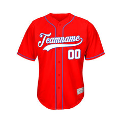 Custom Red Button Down Hipster Baseball Jersey