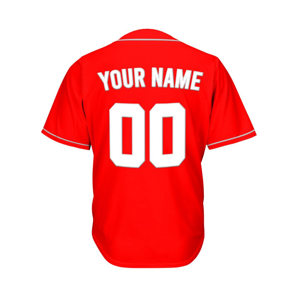 Custom Baseball Jersey Red White Silver Design Jersey One