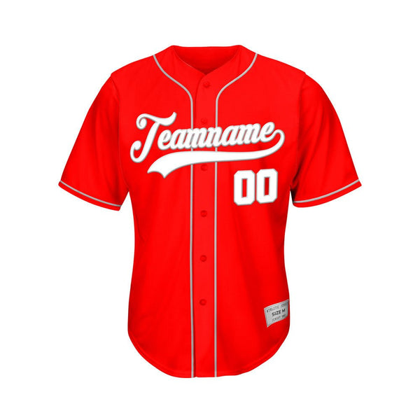 Custom Baseball Jersey Red White Silver Design Jersey One