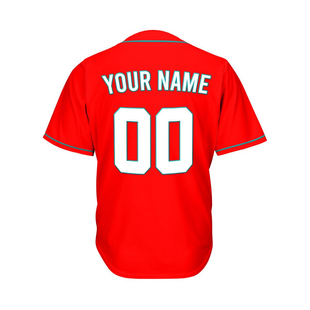 Custom Red Button Down Hipster Baseball Jersey
