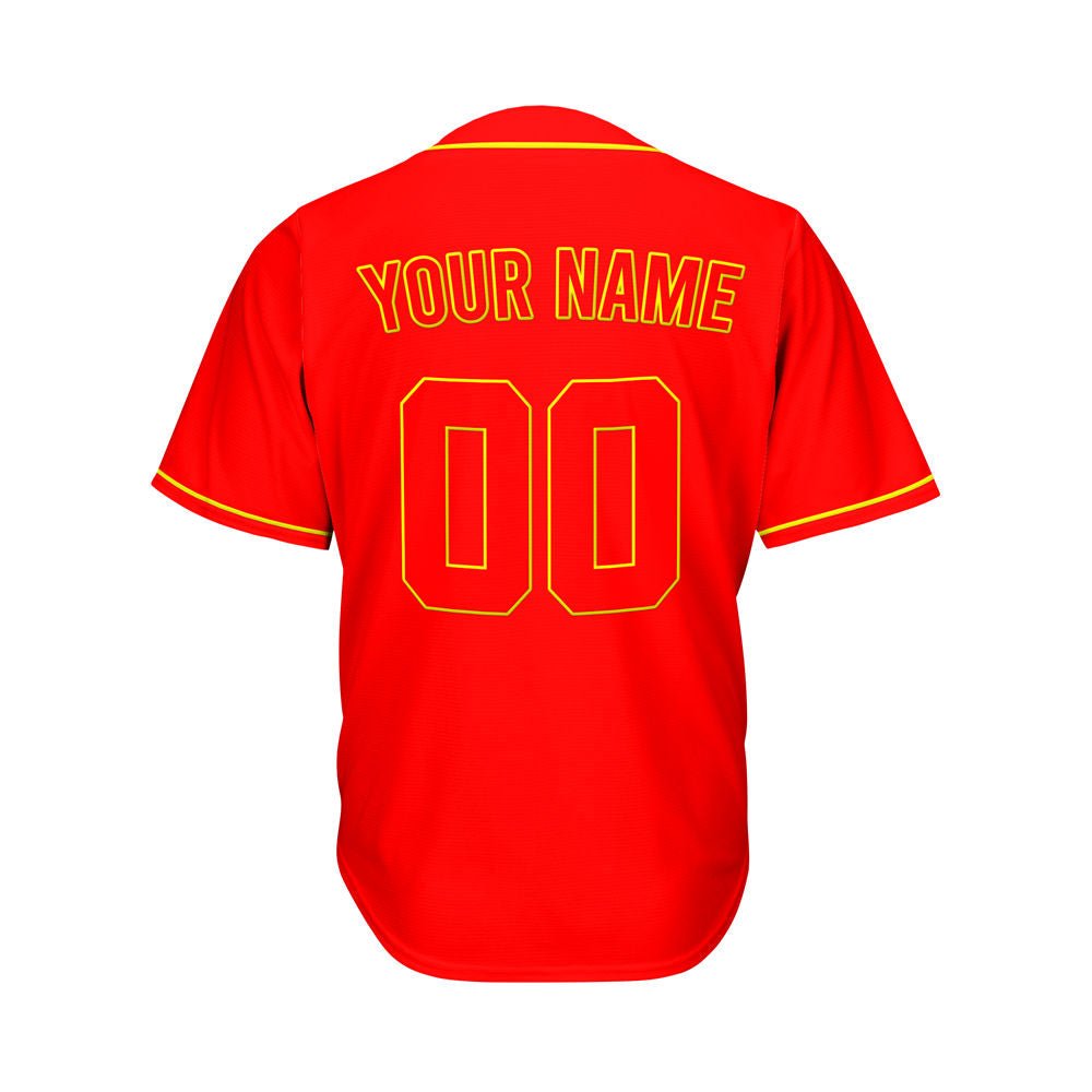Custom Red Button Down Hipster Baseball Jersey