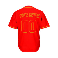 Custom Red Button Down Hipster Baseball Jersey