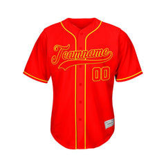 Custom Red Button Down Hipster Baseball Jersey