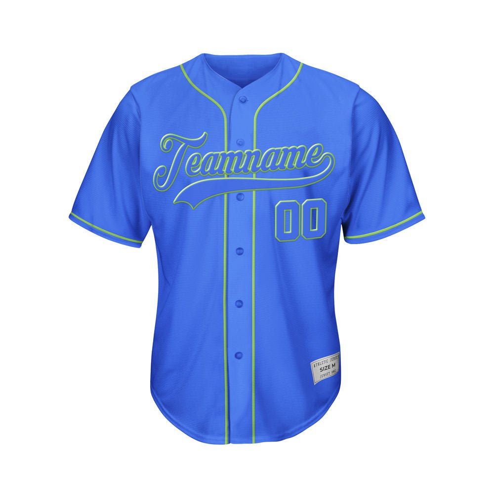 Custom Blue Button Down Hipster Baseball Jersey