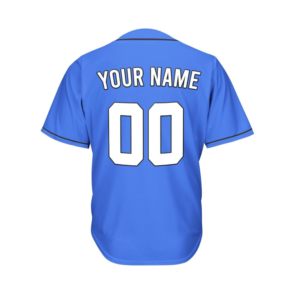 Custom Blue Button Down Hipster Baseball Jersey