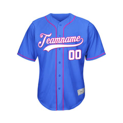 Custom Blue Button Down Hipster Baseball Jersey