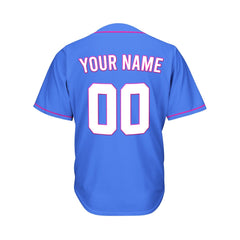 Custom Blue Button Down Hipster Baseball Jersey