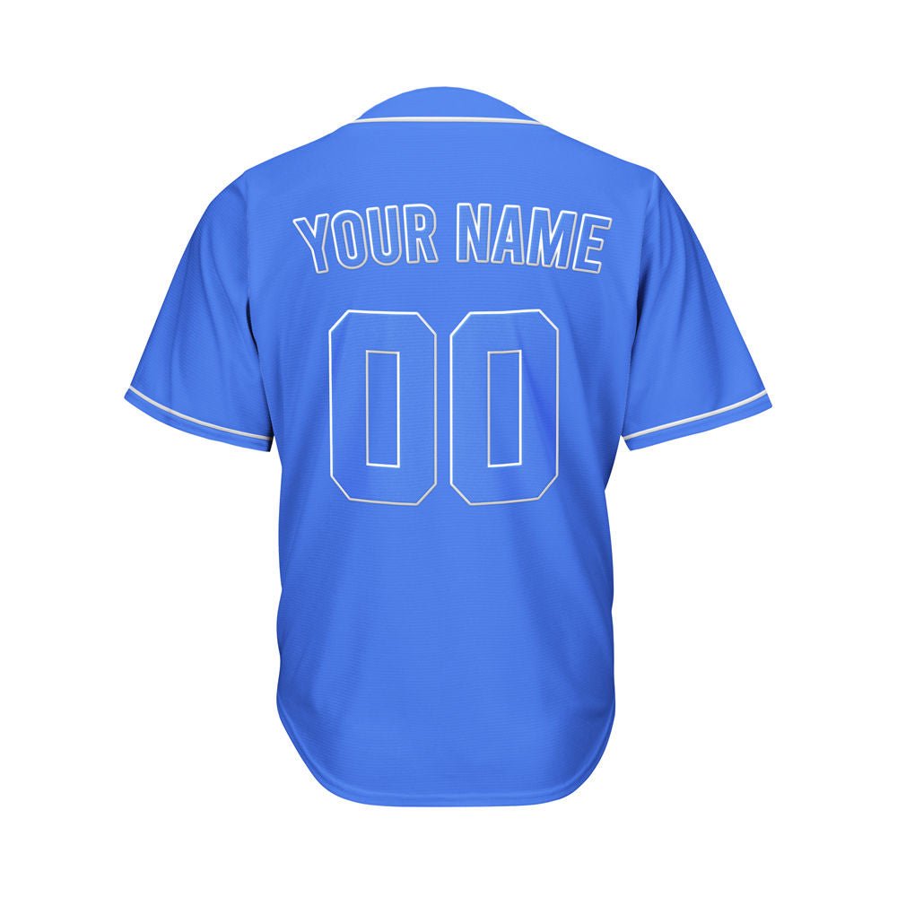 Custom Blue Button Down Hipster Baseball Jersey