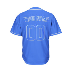 Custom Blue Button Down Hipster Baseball Jersey