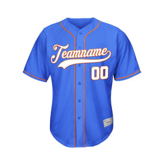 Custom Blue Button Down Hipster Baseball Jersey