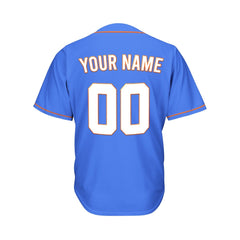 Custom Blue Button Down Hipster Baseball Jersey