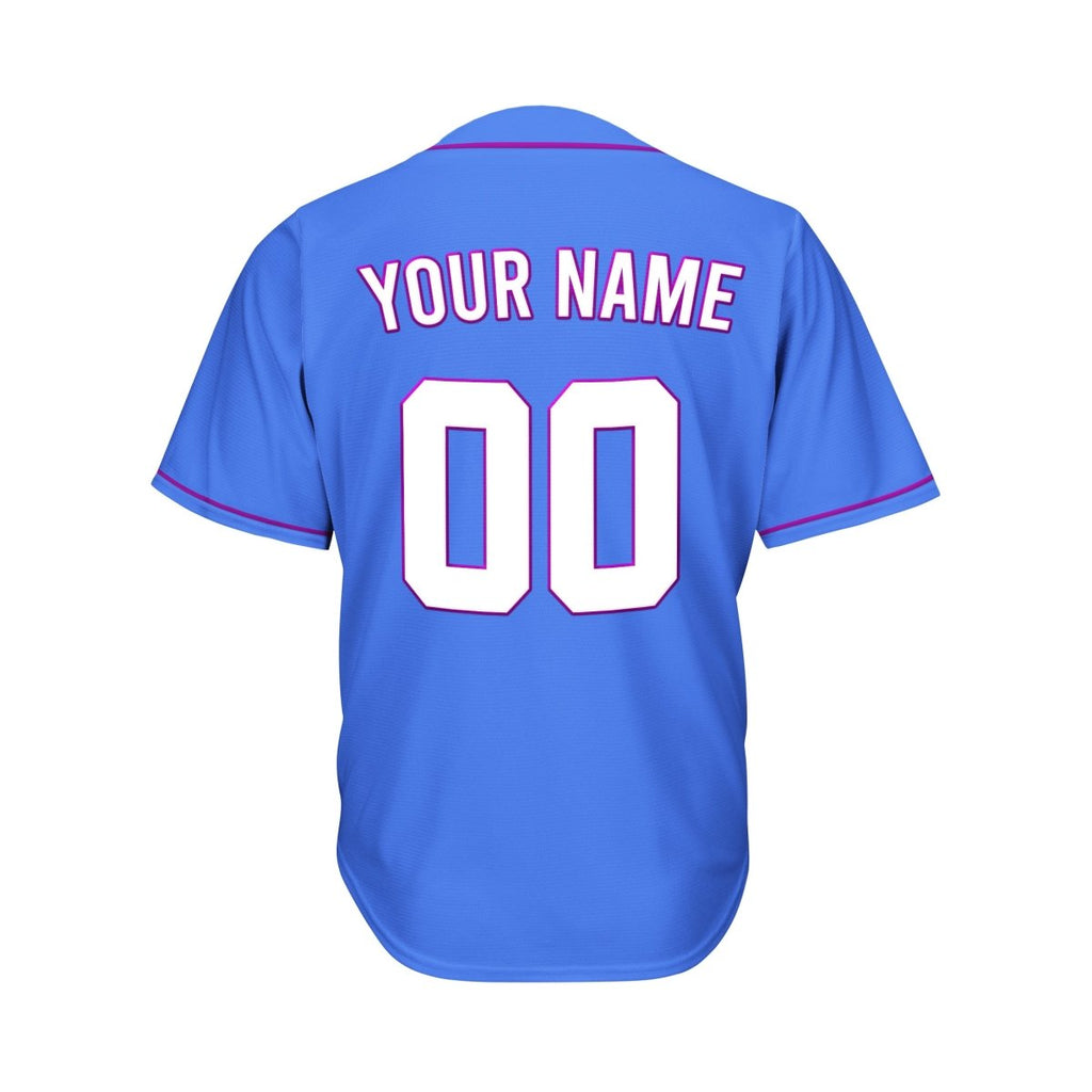 Custom Blue Button Down Hipster Baseball Jersey