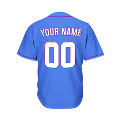Custom Blue Button Down Hipster Baseball Jersey