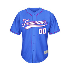Custom Blue Button Down Hipster Baseball Jersey