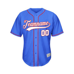 Custom Blue Button Down Hipster Baseball Jersey