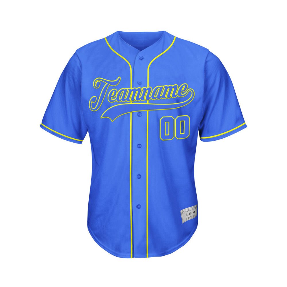 Custom Blue Button Down Hipster Baseball Jersey