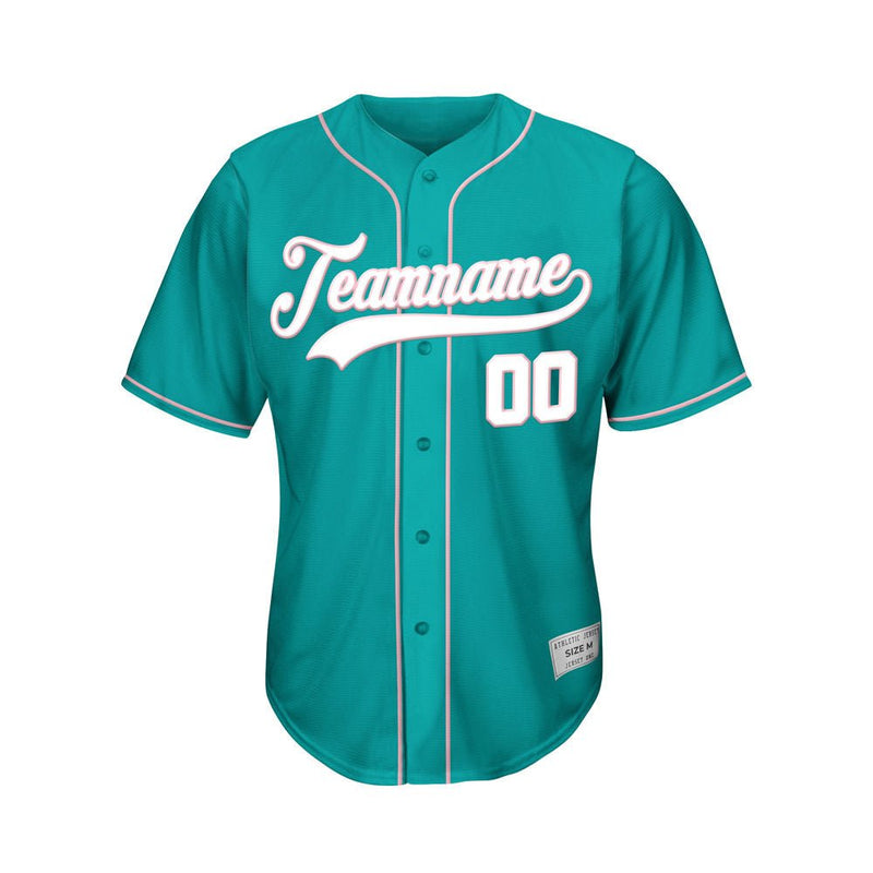 Custom Baseball Jersey Teal White Pink Design Jersey One