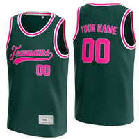 custom deep green and deep pink basketball jersey thumbnail