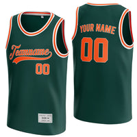 custom deep green and orange basketball jersey thumbnail