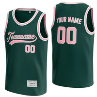 custom deep green and pink basketball jersey thumbnail