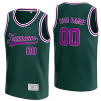 custom deep green and purple basketball jersey thumbnail