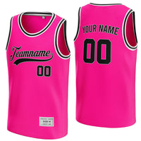 custom deep pink and black basketball jersey thumbnail