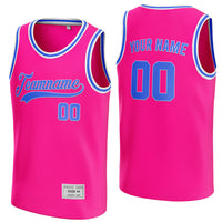 custom deep pink and blue basketball jersey thumbnail