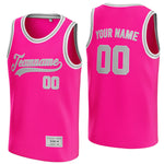 custom deep pink and grey basketball jersey thumbnail