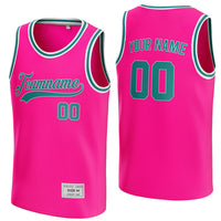 custom deep pink and teal basketball jersey thumbnail