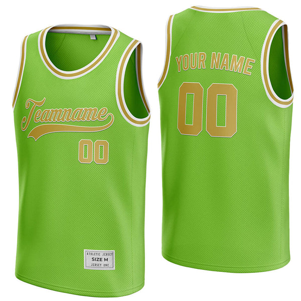custom green and gold basketball jersey