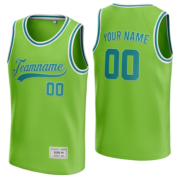 custom green and teal basketball jersey