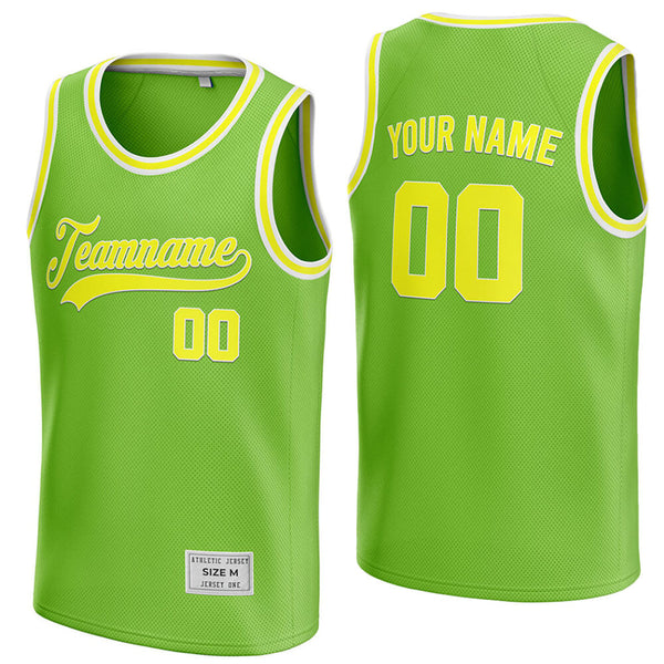 custom green and yellow basketball jersey