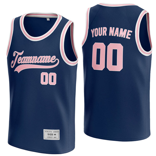 custom navy and pink basketball jersey