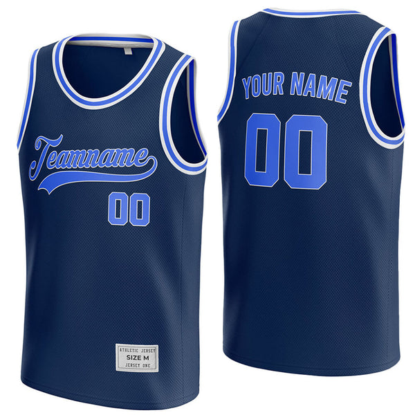 custom navy and blue basketball jersey