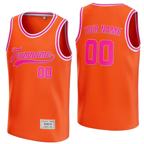 custom orange and deep pink basketball jersey
